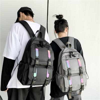 China Wholesale anti-theft waterproof personality couples large capacity solid color breathable reflective backpack for sale