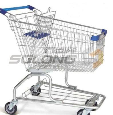 China Metal Supermarket Shopping Trolley Hand Carts Chrome Plated Surface Treatment for sale