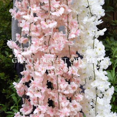 China High Quality Home Decor Light Pink Cherry Wedding Party Shop White Flower Vine Hanging Garland For Wedding Decor for sale