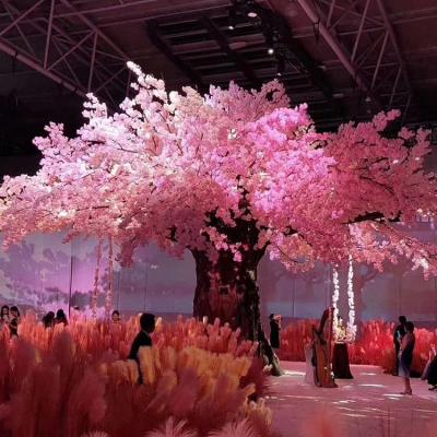 China Beautiful Colorful Artificial Flower Cherry Lattice Red Artificial Tree Wedding Stage Centerpieces Decoration Props Tree Can Be Customized for sale