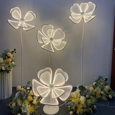 China Luxury Single Silk Flower Lamp Weddings Stage Decoration Walkway Guide Light Stand Pillar Road Advance LED Light for sale