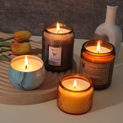 China Luxury Unique Soy Scented Wax Candle Amazon Amazon Aromatherapy Fragrance Jar Candle Gift Set for sale