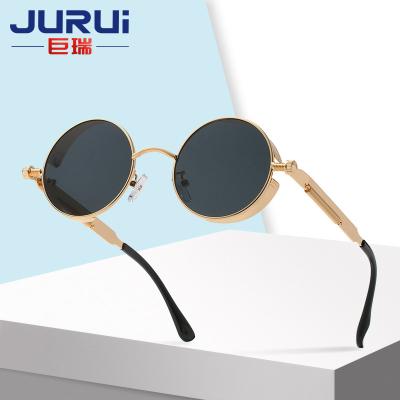 China Retro Vintage Steampunk Mens Round Shades Steampunk Sunglasses Classic Metal Punk Frame for sale