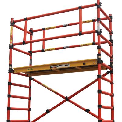 China Customized European standard non-conductive mobile fiberglass adjustable durable folding tower industrial collapsible scaffolding for sale