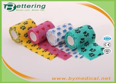 China Veterinary Comfortable Animal Paw Printing Elastic Self Adhesive Wrap Bandages Cohesive Wrap for sale