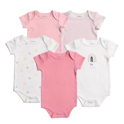 China New Baby Bodysuit Short Sleeves 5 Pieces One Set Unisex Baby Bodysuit for sale