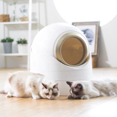 China Large Brand Pet Dispenser Products Sustainable White Automatic Pet Cats Toilet Semi Automatic PeTnessGo Planet Cat Litter Box Cat Litter Box Cleaning Form for sale