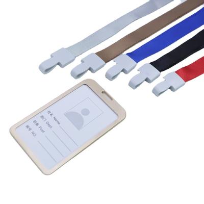 China Cheap Employee ID Holder Lanyard Hot Sale Aluminum Alloy ID Card Holer with Ribbon for Office Working Card Employee ID Holder Lanyard for sale