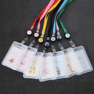 China Fashion Waterproof Cartoon pp Solid Color Transparent ID Card Holder for Business Student ID Worker Card Holder Name Badge Card Purse for sale