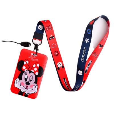 China Cute Student Card Lanyard Cartoon ID Neck Lanyard With ID Badge Holder Credit Cards Case Neck Pocket Lanyard Cartoon Key Chain for sale