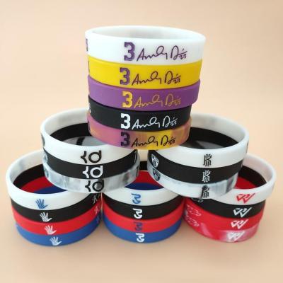 China Full Shaped Eco-Friendly Custom Cotton Gift Silicone Wristband Silicone Rubber Printed Wristband Event Logo Festival Silicon Wrist Band for sale