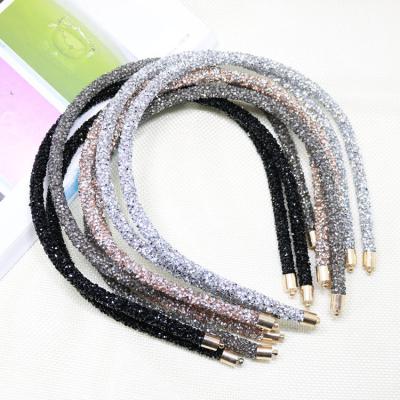 China Thin Bling Bling Hair Band Crystal Bead Headband Simple Women Crown Circle Headwear Headwear Crystal Bead Headband Korean Style for sale