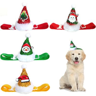 China Christmas Pet Accessories Santa Hat Fashion Dog Christmas Slouch Hat Adjustable Stocked Dog Dog Hats for sale