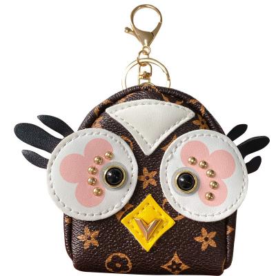 China Cute Fashion Cartoon Owl PU Wallet Bag Key Chain Girl Key Chain Women Coin Purse Keychain Promotional Gift For Kids for sale