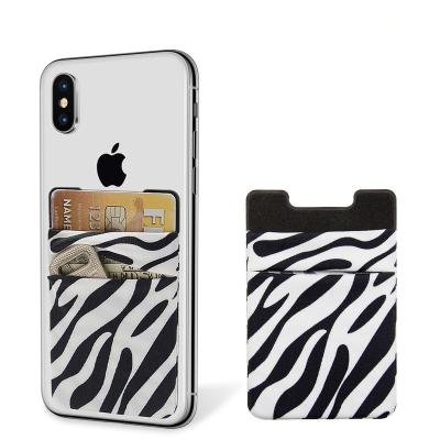 China Bank Card Change Storage Bag Double-Layer Lycra Leopard Printed Mobile Phone Card Sticker Mobile Phone Bank Card Change Storage Card Holder Back Bag for sale