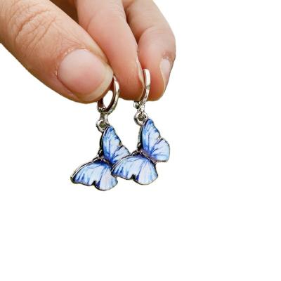 China Promotion TRENDY Butterfly Circle Earrings For Women Girls Gifts Fashion New Dangle Women Drop Earrings Jewelry Wholesale Ear Wear for sale