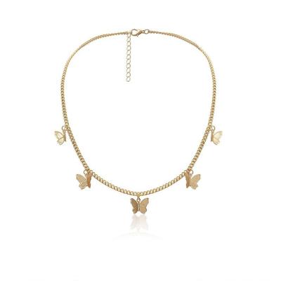 China Fashion Gold Chain Butterfly Choker Collares Beach Jewelry Europe and America 2020 Bohemian Gift Collier Cheap Women Pendant Statement Necklace Women for sale