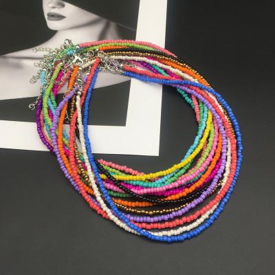 China Simple BOHEMIA Seed Bead Strand Necklace Women's String Beaded Short Necklace Women Jewelry 16 Inches Necklace Gift Scarves for sale