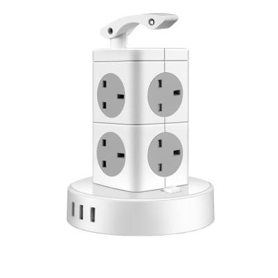 China Residential / Multi-Purpose UK Extender Lead Tower Electrical Strip Power Charging Station / Multi Socket Outlet 8 Way Outlet Surge Protector Power Strip for sale