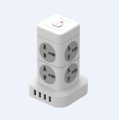 China Residential / Multi-Purpose Power Socket Tower Lead Extension EU UK USA Socket Type With 4 USB for sale