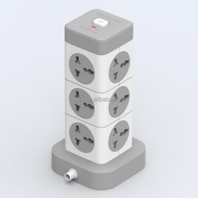 China Residential / General Purpose Tower 12 AC Power Strip Surge Protector Outlets with 3 Charging Ports and 1 Type-C USB Port for sale