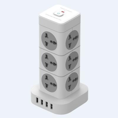 China Residential / Multi-Purpose Power Strip Tower Socket Extension Lead with 12 Outlets 4 USB Ports 6ft Extension Cord Outlets Widely Spaced Multi Charging for sale