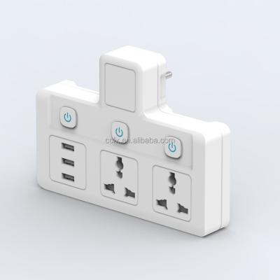 China Residential / Multipurpose Wall Charger Universal 2 Pin 2 Strip Socket Outlet With 3 USB for sale