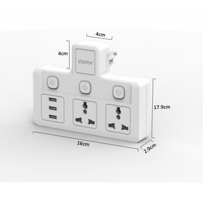 China 3 USB residential/general purpose add-on, universal power adapter for sale