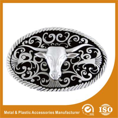 China Zinc Alloy Goat Head Cowboy Custom Belt Buckles Polishing , Powder Coating for sale