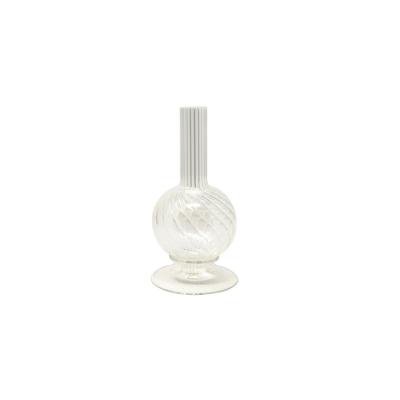 China Contemporary Custom Made Contemporary Mini Glass Bud Vase Clear with Stripes for Home Decor for sale