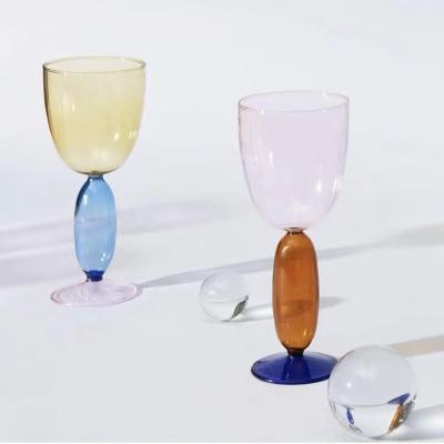 China Wholesale Minimalist Customized Modern Unique Colored Glass Vintage Goblet Red Wine Glass Goblets Glassware Wedding for sale