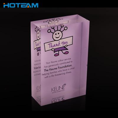 China Hoteam Clear Clear 14 Years Proven Sublimation Administrative Acrylic Resin Office Block Clear Acrylic Block for sale