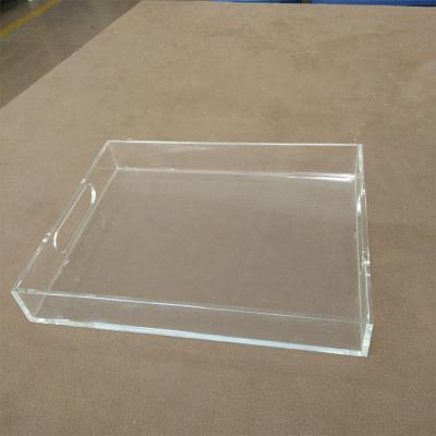 China Eco-Friendly Food-Rated Lucite Acrylic Eco-Friendly Serving Tray With Handle for sale