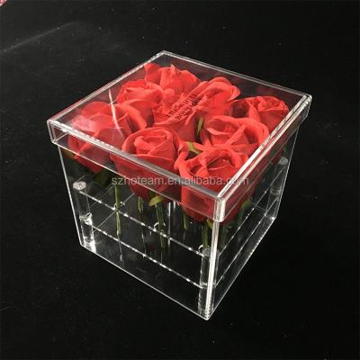 China Lower price unique single hot sale professional acrylic plastic clear luxury flower box for sale