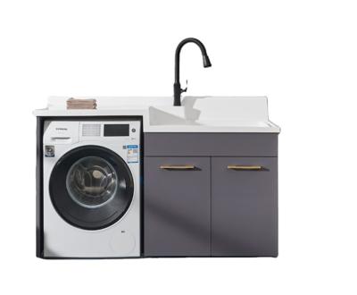 China Modern Chinese Modern Gray Laundry Room Cabinets Washing Machine Fully Assembled Freestanding Cabinet for sale