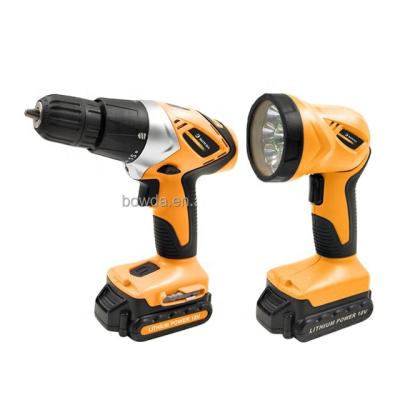 China Home use 18v cordless drill with flashlight tool kit for sale