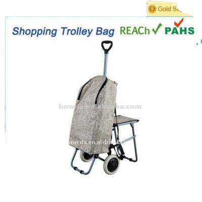 China Folding Shopping Trolley Bag With Folding Chair for sale