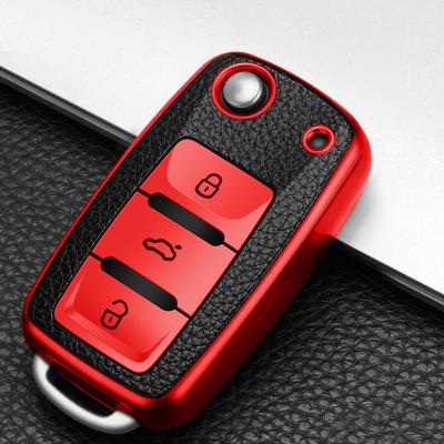 China Eco-friendly Carbon Fiber Car Key Pad For VW Volkswagen Bora Folding Key Cover Case for sale