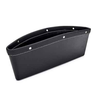 China Car Convenient PU Leather Storage Car Seat Organizer Split Gap Pocket Storage Box for sale