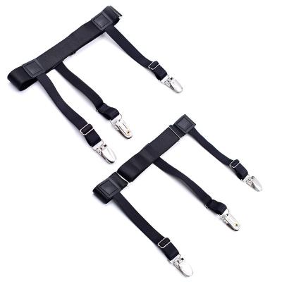 China Nylon Men Shirt Stays On Belt With Non Slip Locking Clips Keep Shirt Filled Leg Thigh Suspender Garters Clip On for sale