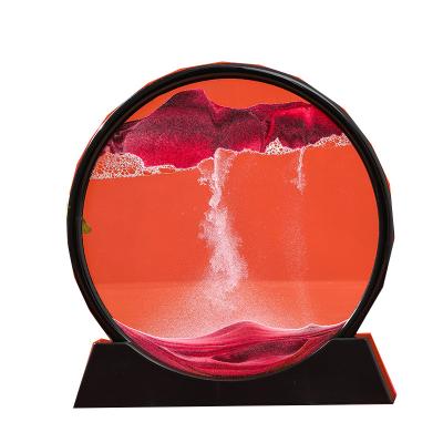 China 2022 Europe Sand Art Picture Round Glass 3D Moving Deep Sea In The Motion Display Sand Overflowing Frame for sale