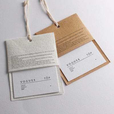 China Viable Cheap Design Printing Logo Paper Garment Hangtag Labels Name Clothing Hang Tags With String for sale