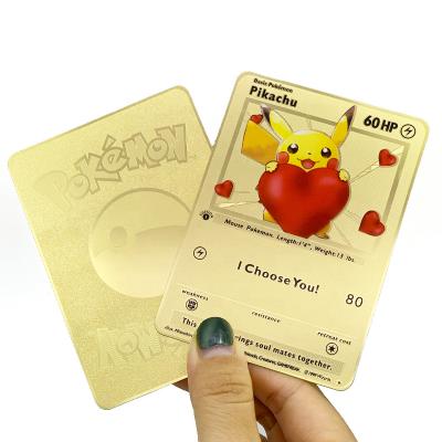 China Amazon Gift Card Best Selling RTS Core Pokemon Pikachu I Choose You Heart Gold Pokemon Metal Cards New Trading Card Game for sale