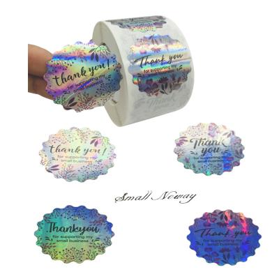 China Custom Foil Holographic Reflective Hologram Sticker Rainbow Laser Euro Sticker Waterproof Personalized Adhesive Label for sale