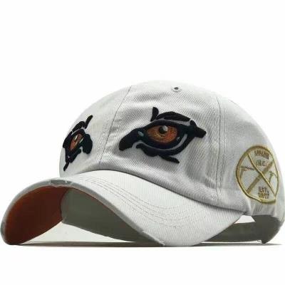 China Supply waterproof summer pure spot cotton fabric baseball hat for unisex creative gorras embroidered eye cap for sale