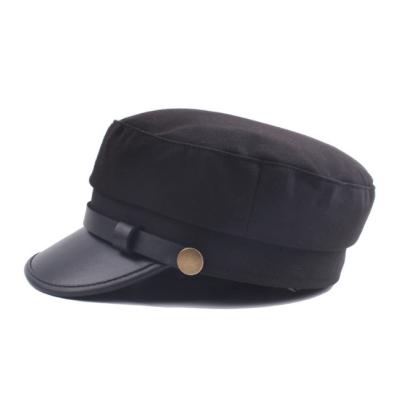 China Spring and Autumn Navy JOINT Warm Selling Men's and Women's Youth Leisure Peaked Hat Autumn and Winter Pu Leather Sealed Student Hat for sale