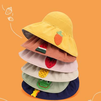 China 2022 Striped Spring And Summer Cartoon Embroidered Outdoor Sun-shading Hat Sunproof Male And Female Baby Sun Hat Blank Top for sale