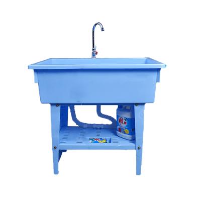 China Without Faucet Vegetable Kitchen Plastic Sink Wash Down Basin Blue Plastic for sale