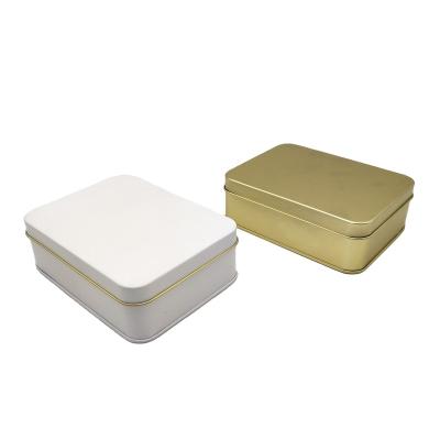 China Recycled Materials Tinplate Clamshell Box, Storage Box, White And Gold High Quality Multicolor Custom Container Recycled Materials Rectangle 500 for sale