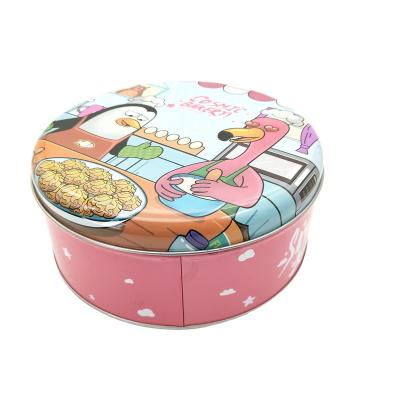 China Food Free Sample Round Cookies Tin Packaging Candy Gift Metal Can OEM Customized for sale